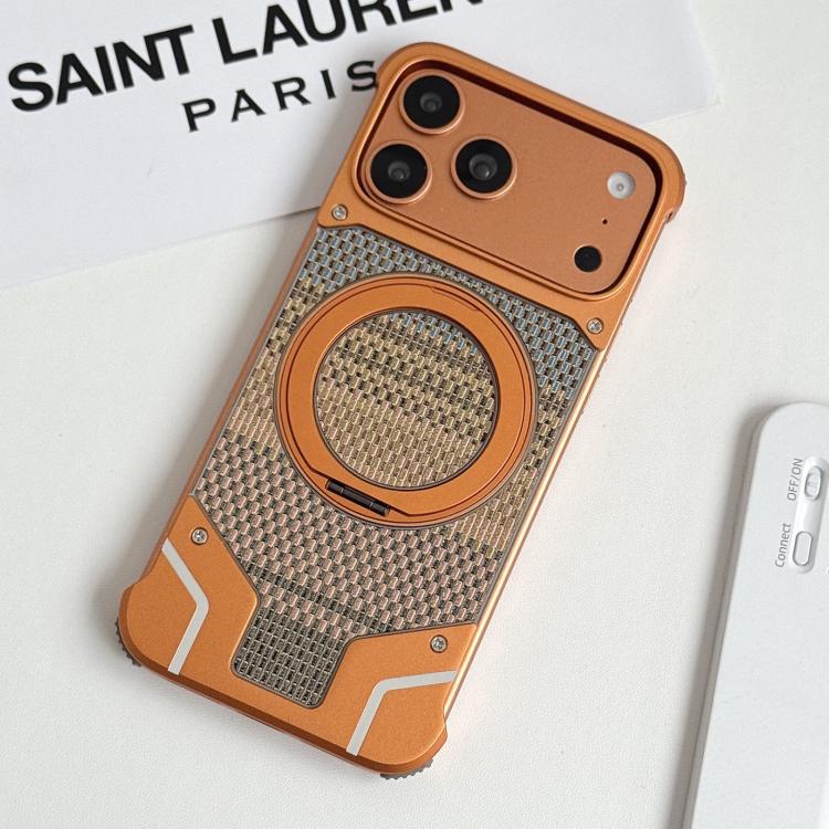 For iPhone 17 Pro Thread Woven Armor Frameless Magnetic Holder Phone Case