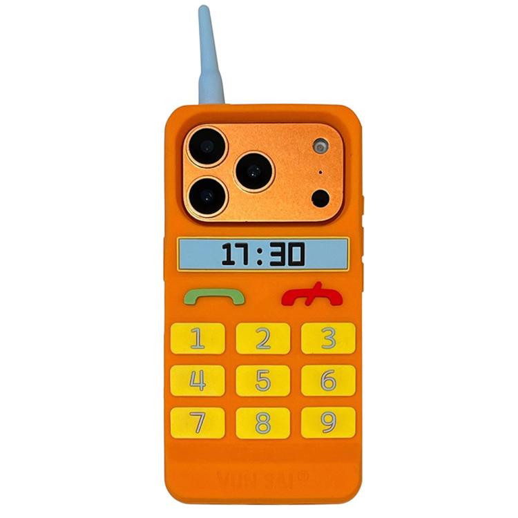 For iPhone 17 Pro Creative Retro Brick Shockproof Phone Case - Orange