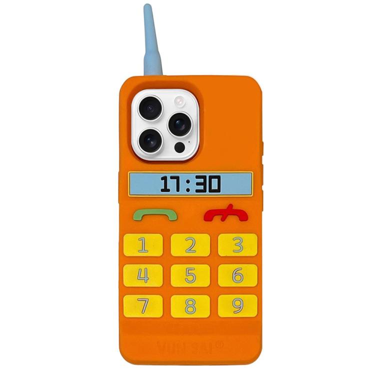 For iPhone 16 Pro Creative Retro Brick Shockproof Phone Case - Orange