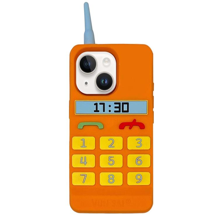 For iPhone 14 Creative Retro Brick Shockproof Phone Case - Orange