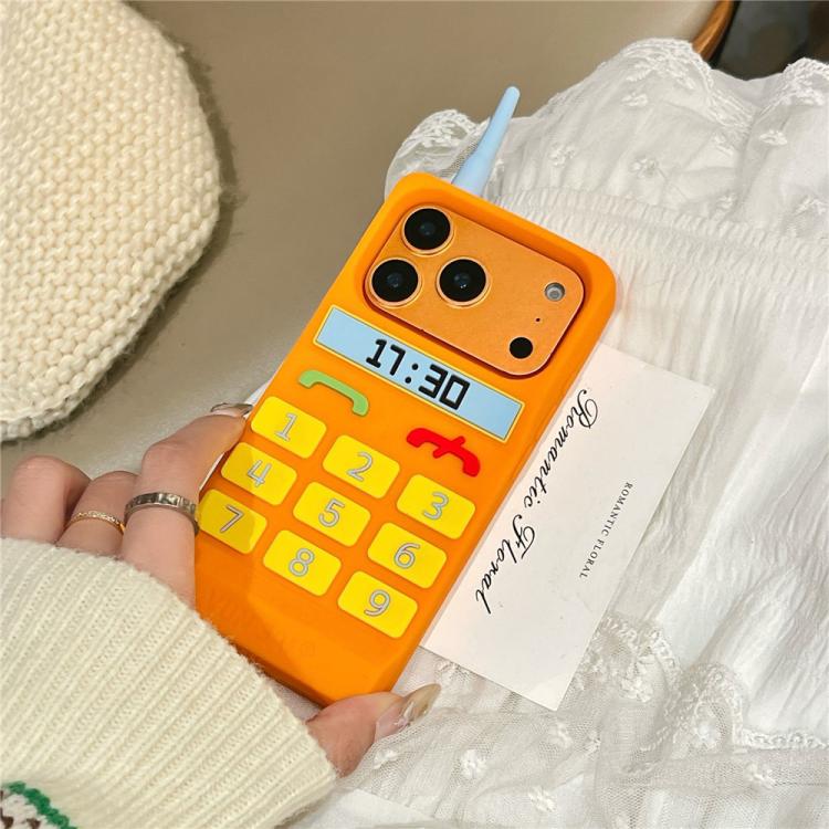 For iPhone 15 Pro Max Creative Retro Brick Shockproof Phone Case - Orange