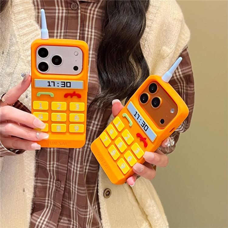 For iPhone 14 Pro Creative Retro Brick Shockproof Phone Case - Orange