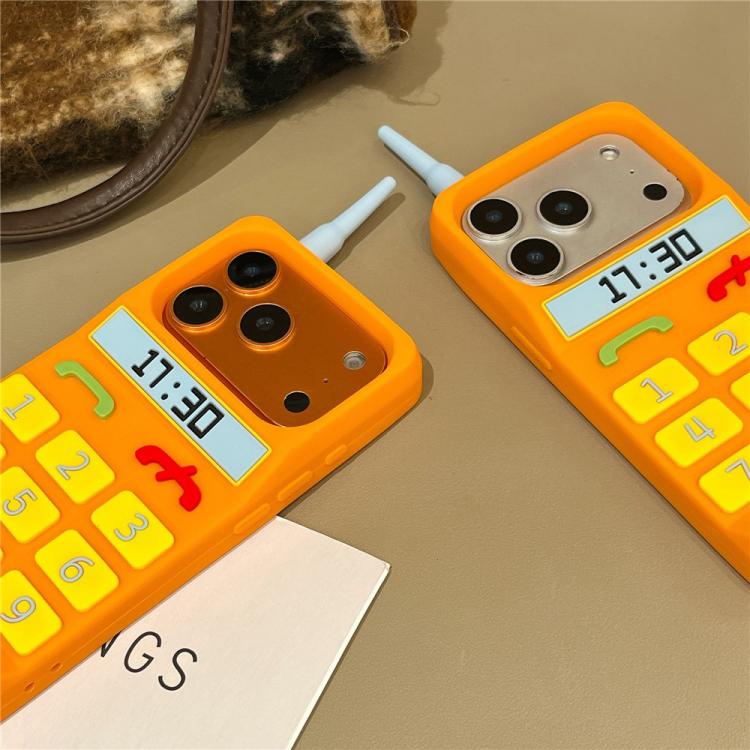 For iPhone 17 Pro Creative Retro Brick Shockproof Phone Case - Orange