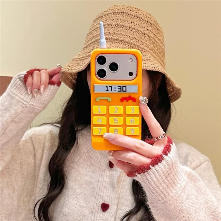 For iPhone 14 Pro Max Creative Retro Brick Shockproof Phone Case - Orange