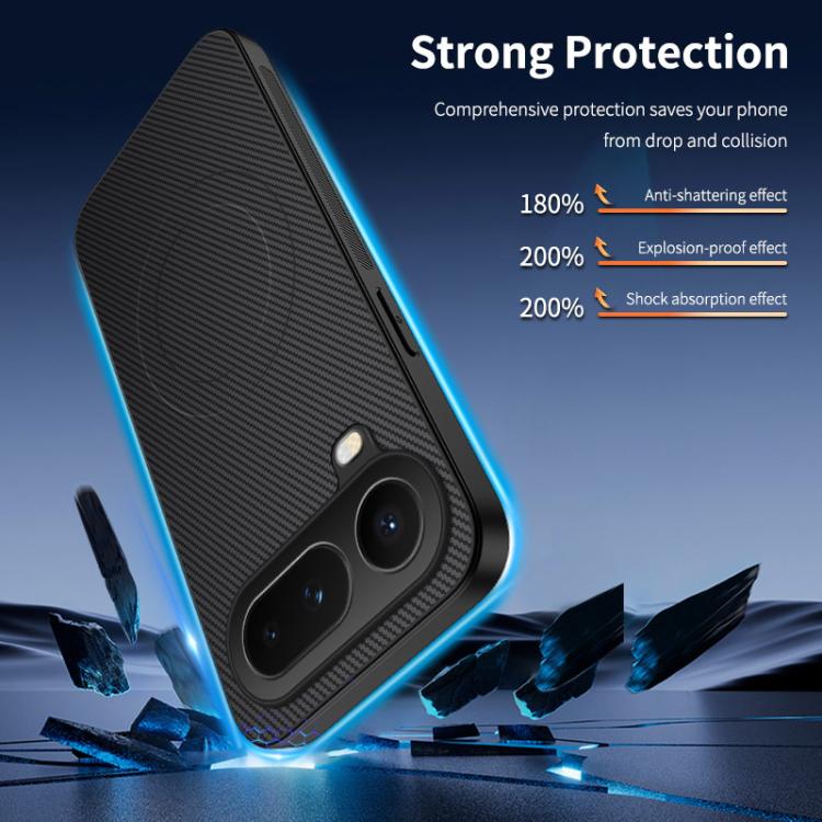 For Honor Magic8 Pro Air 5G WANLONFENG TQ1 Series Magnetic Carbon Fiber Texture Phone Case with 2pcs Screen Films
