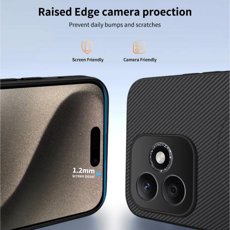 For Honor X8d 4G WANLONFENG TQ1 Series Magnetic Carbon Fiber Texture Phone Case with 2pcs Screen Films