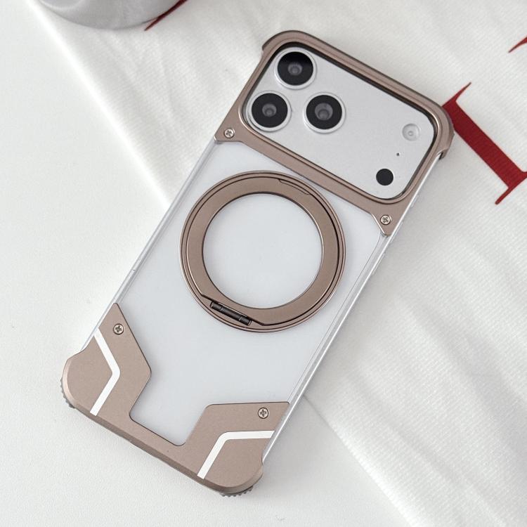 For iPhone 17 Pro Max Clear PC Armor Frameless Magnetic Holder Phone Case