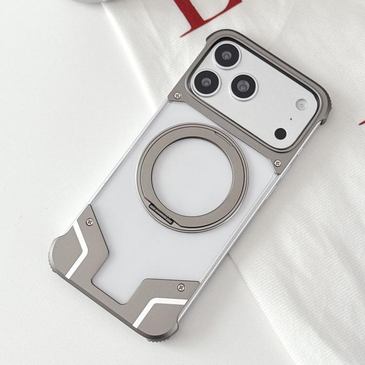 For iPhone 17 Pro Max Clear PC Armor Frameless Magnetic Holder Phone Case