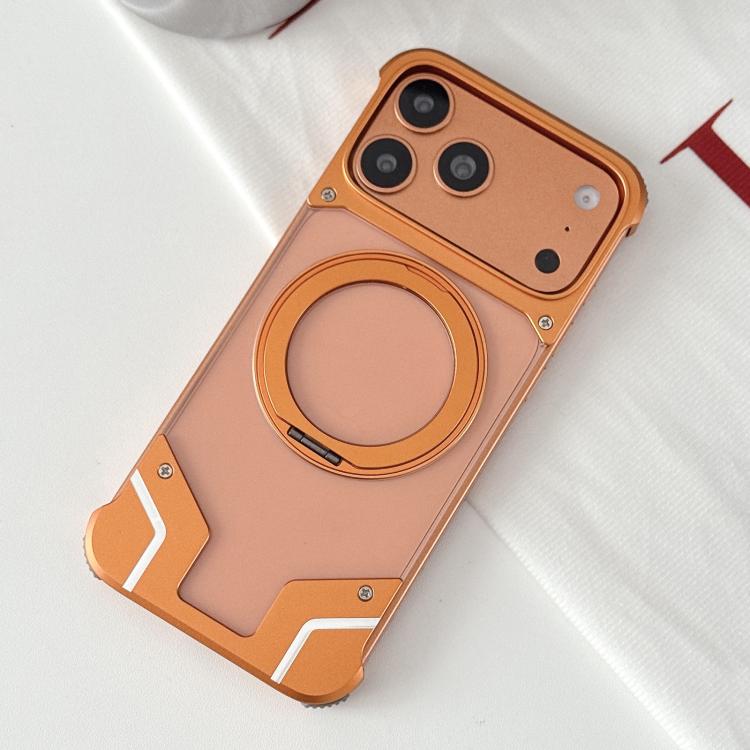 For iPhone 17 Pro Max Clear PC Armor Frameless Magnetic Holder Phone Case