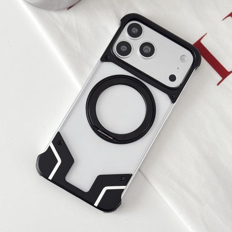 For iPhone 17 Pro Clear PC Armor Frameless Magnetic Holder Phone Case