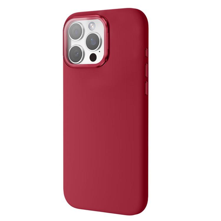 For iPhone 16 Pro Max Liquid Silicone Magnetic Shockproof Phone Case with Lens Cover Kickstand