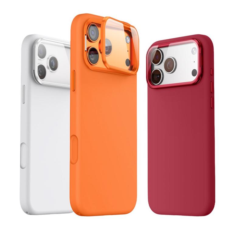 For iPhone 17 Pro Max Liquid Silicone Magnetic Shockproof Phone Case with Lens Cover Kickstand