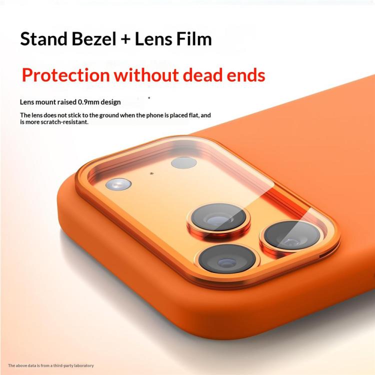 For iPhone 17 Pro Max Liquid Silicone Magnetic Shockproof Phone Case with Lens Cover Kickstand