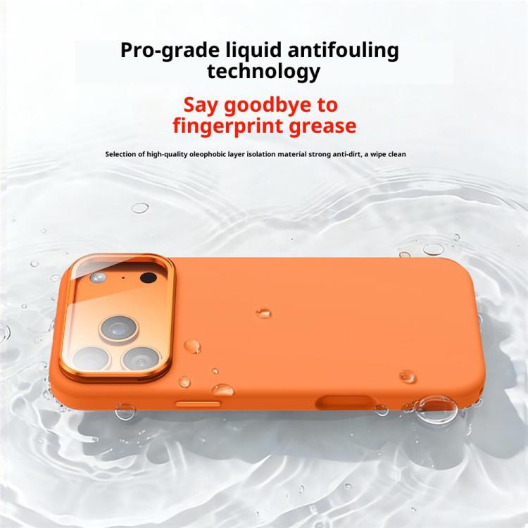 For iPhone 17 Pro Max Liquid Silicone Magnetic Shockproof Phone Case with Lens Cover Kickstand