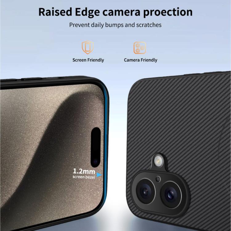 For iPhone 17 WANLONFENG TQ1 Series Magnetic Carbon Fiber Texture Phone Case with 2pcs Screen Films
