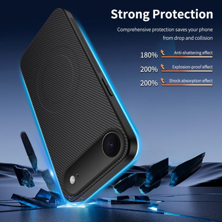 For iPhone Air WANLONFENG TQ1 Series Magnetic Carbon Fiber Texture Phone Case with 2pcs Screen Films