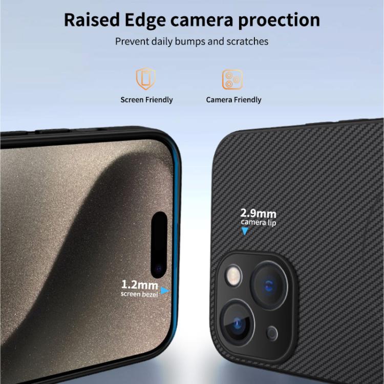 For iPhone 14 WANLONFENG TQ1 Series Magnetic Carbon Fiber Texture Phone Case with 2pcs Screen Films