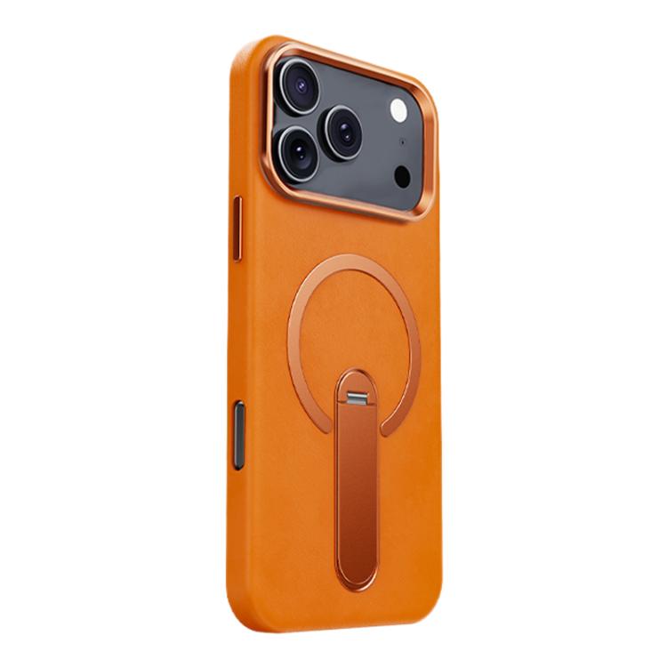 For iPhone 17 Pro Max Contrast Color 360 Degree Rotation Invisible Holder Fine Circle Magnetic Phone Case