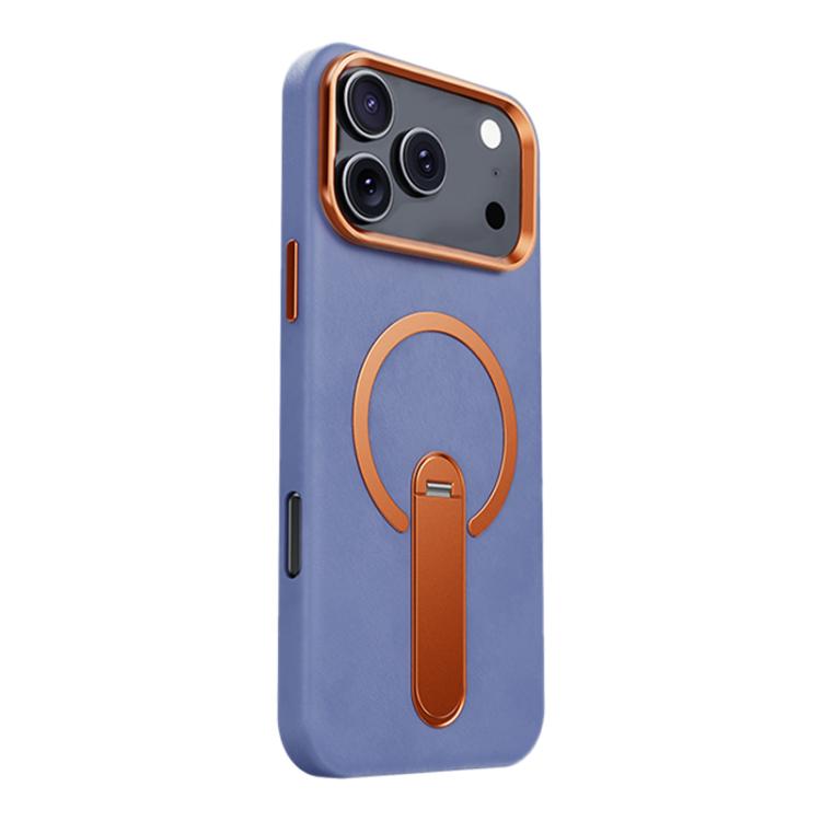 For iPhone 17 Pro Max Contrast Color 360 Degree Rotation Invisible Holder Fine Circle Magnetic Phone Case