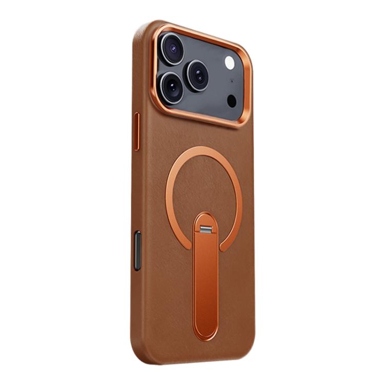 For iPhone 17 Pro Max Contrast Color 360 Degree Rotation Invisible Holder Fine Circle Magnetic Phone Case