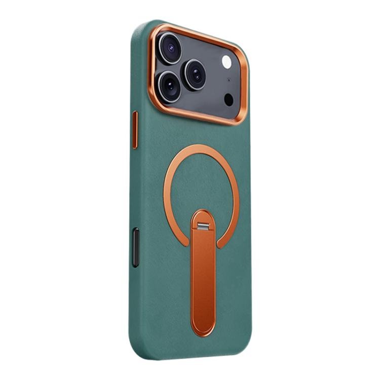 For iPhone 17 Pro Contrast Color 360 Degree Rotation Invisible Holder Fine Circle Magnetic Phone Case