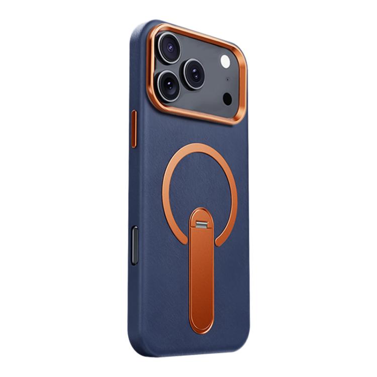 For iPhone 17 Pro Contrast Color 360 Degree Rotation Invisible Holder Fine Circle Magnetic Phone Case