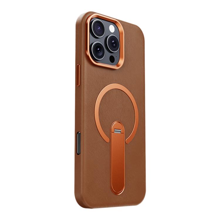 For iPhone 16 Pro Max Contrast Color 360 Degree Rotation Invisible Holder Fine Circle Magnetic Phone Case