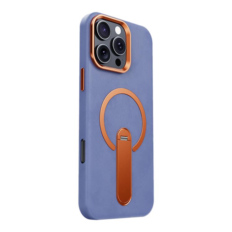 For iPhone 16 Pro Contrast Color 360 Degree Rotation Invisible Holder Fine Circle Magnetic Phone Case