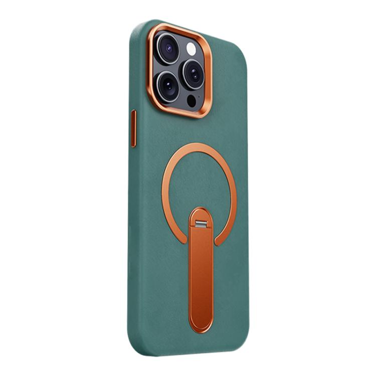 For iPhone 15 Pro Max Contrast Color 360 Degree Rotation Invisible Holder Fine Circle Magnetic Phone Case