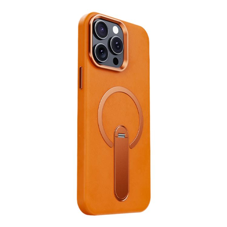 For iPhone 15 Pro Max Contrast Color 360 Degree Rotation Invisible Holder Fine Circle Magnetic Phone Case