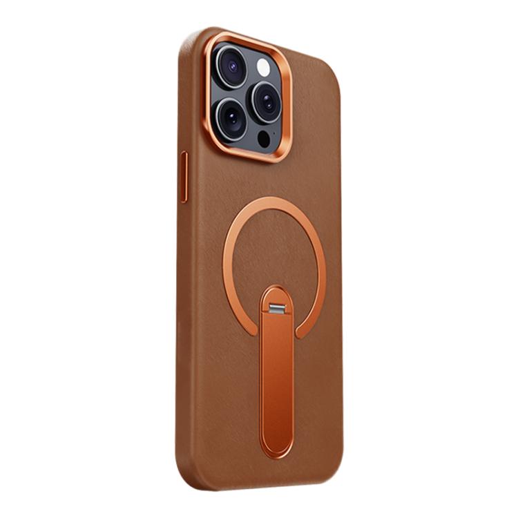 For iPhone 15 Pro Max Contrast Color 360 Degree Rotation Invisible Holder Fine Circle Magnetic Phone Case