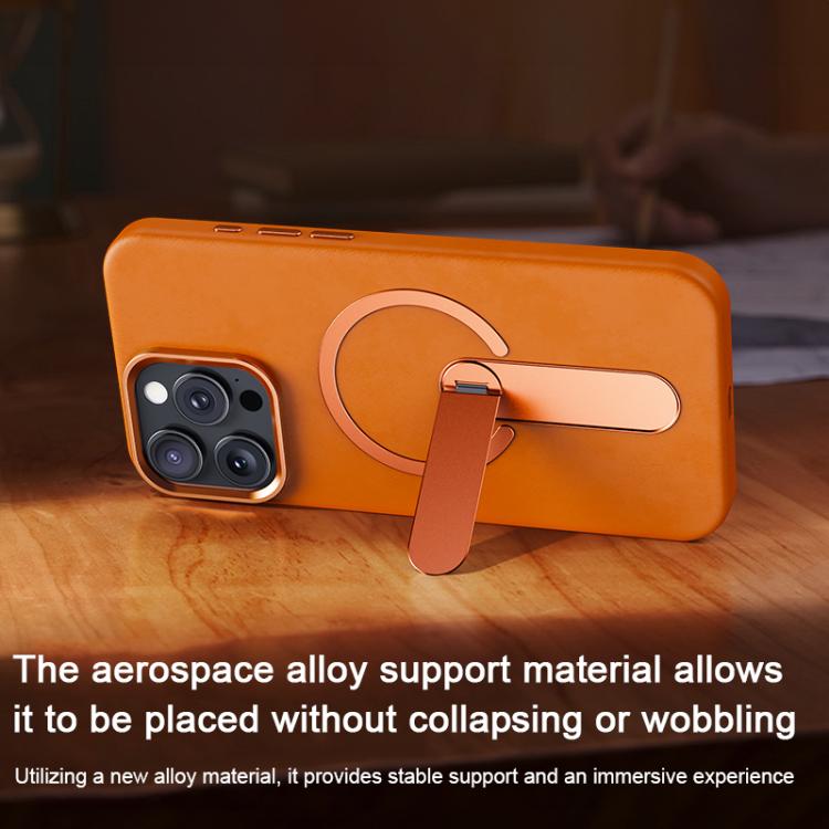 For iPhone 16 Pro Contrast Color 360 Degree Rotation Invisible Holder Fine Circle Magnetic Phone Case