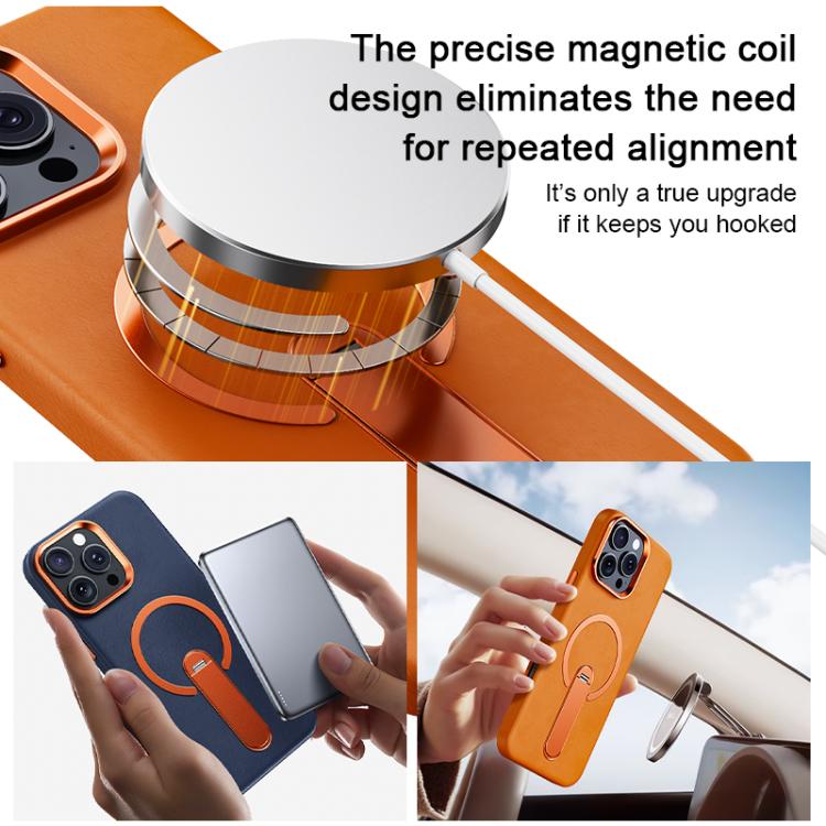 For iPhone 17 Pro Max Contrast Color 360 Degree Rotation Invisible Holder Fine Circle Magnetic Phone Case