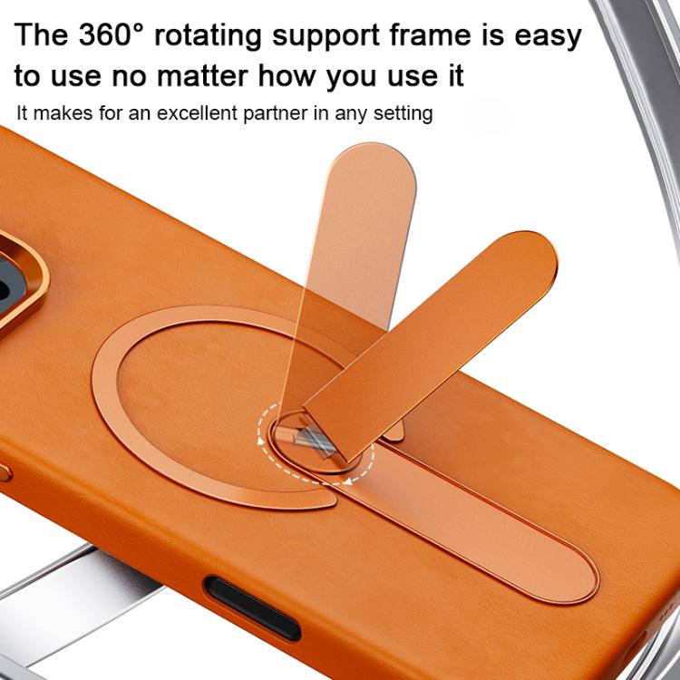 For iPhone 17 Pro Contrast Color 360 Degree Rotation Invisible Holder Fine Circle Magnetic Phone Case