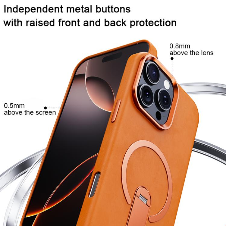 For iPhone 16 Pro Max Contrast Color 360 Degree Rotation Invisible Holder Fine Circle Magnetic Phone Case