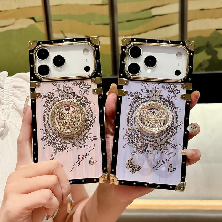 For iPhone 17 Pro Rhinestone Decor Butterfly Pattern TPU + PC Phone Case