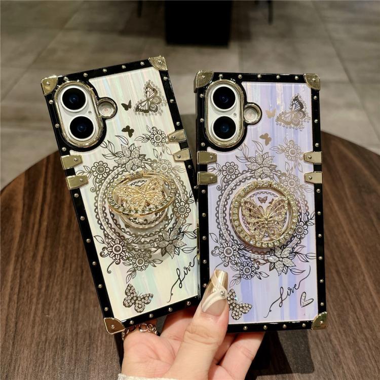 For iPhone 17 Rhinestone Decor Butterfly Pattern TPU + PC Phone Case