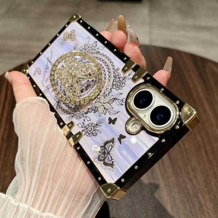 For iPhone 16 Rhinestone Decor Butterfly Pattern TPU + PC Phone Case