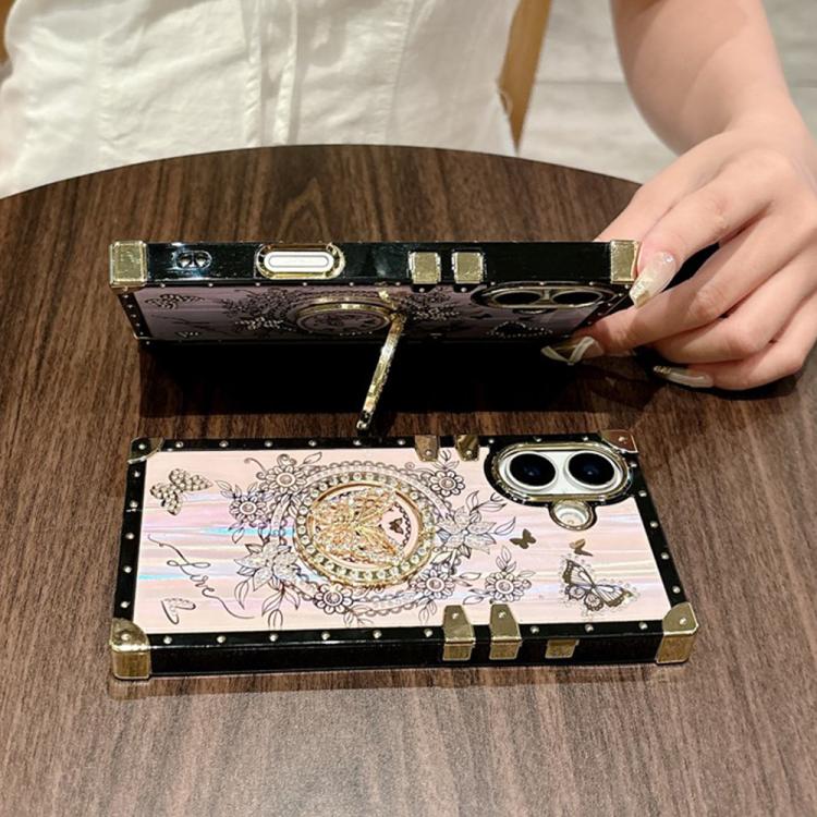 For iPhone 16 Rhinestone Decor Butterfly Pattern TPU + PC Phone Case