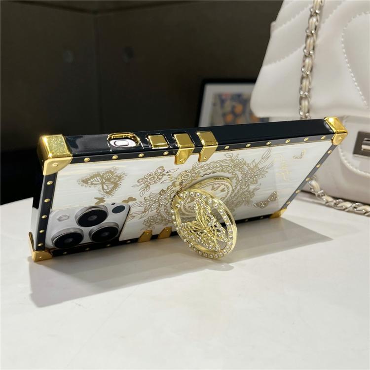 For iPhone 14 Plus Rhinestone Decor Butterfly Pattern TPU + PC Phone Case