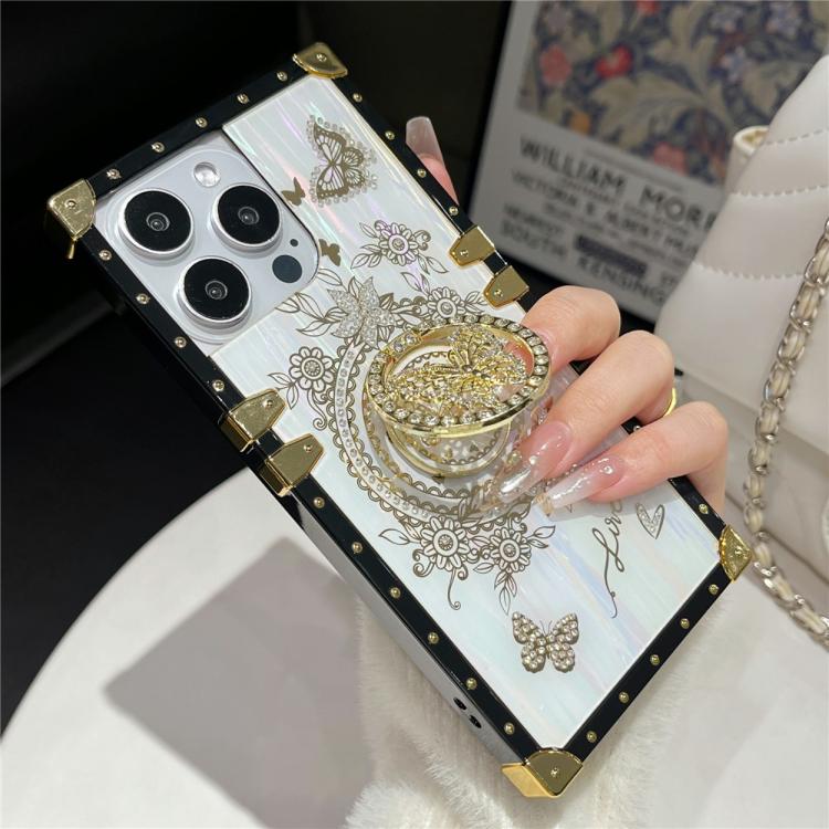 For iPhone 13 Rhinestone Decor Butterfly Pattern TPU + PC Phone Case