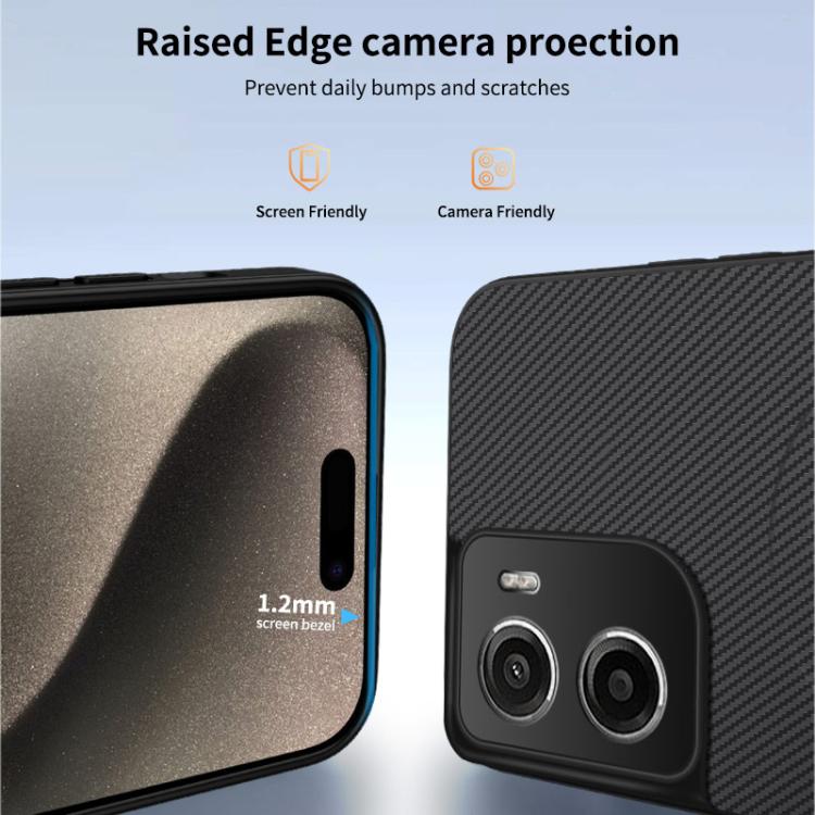 For Motorola Moto G06 / G06 Power WANLONFENG TQ1 Series Magnetic Carbon Fiber Texture Phone Case with 2pcs Screen Films