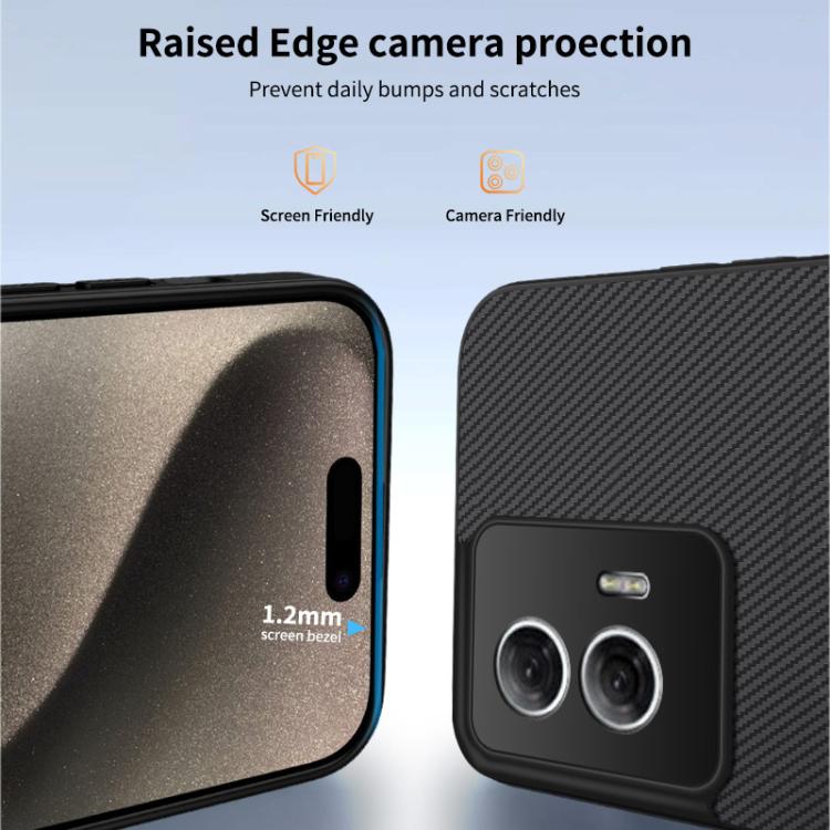 For Motorola Moto G85 5G WANLONFENG TQ1 Series Magnetic Carbon Fiber Texture Phone Case with 2pcs Screen Films