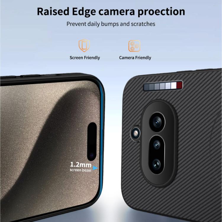 For Nothing Phone 4a WANLONFENG TQ1 Series Magnetic Carbon Fiber Texture Phone Case with 2pcs Screen Films