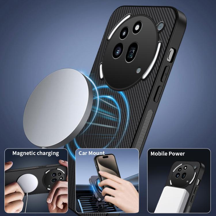 For Nothing Phone 3a Pro WANLONFENG TQ1 Series Magnetic Carbon Fiber Texture Phone Case with 2pcs Screen Films