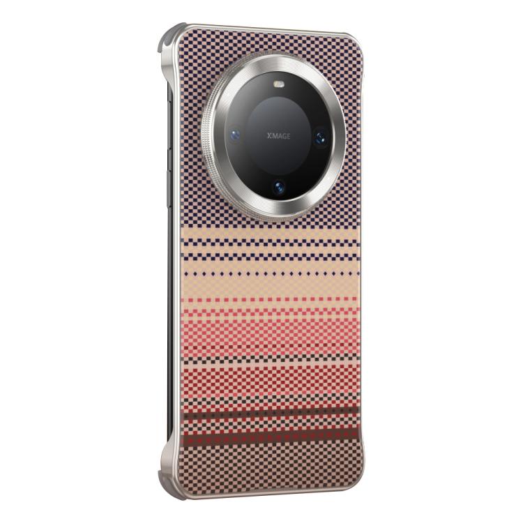For Huawei Mate 60 Water Transfer Printing Woven Texture Magnetic Phone Case