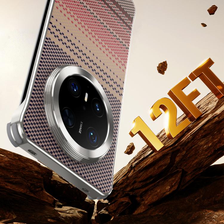 For Huawei Mate 60 Water Transfer Printing Woven Texture Magnetic Phone Case