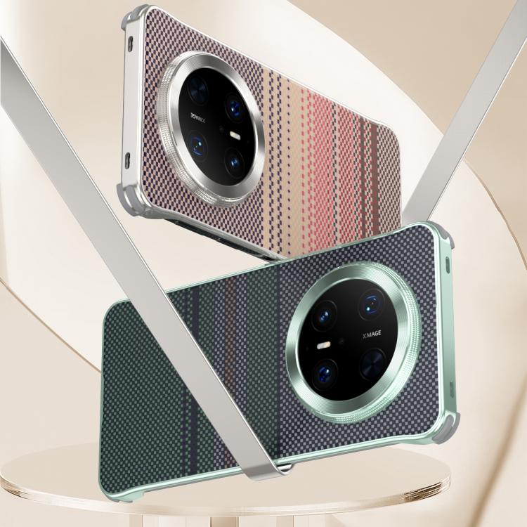 For Huawei Mate 60 Pro Water Transfer Printing Woven Texture Magnetic Phone Case