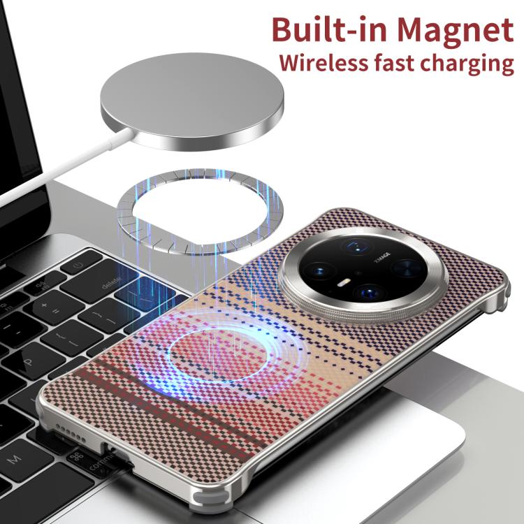 For Huawei Mate 60 Water Transfer Printing Woven Texture Magnetic Phone Case