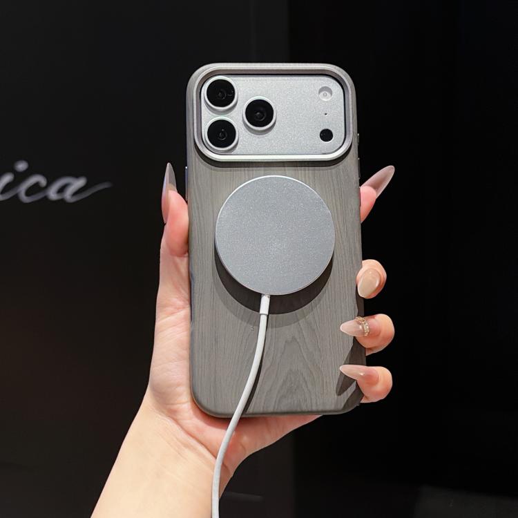 For iPhone 17 Pro Max Wood Grain Full Coverage Magnetic Phone Case